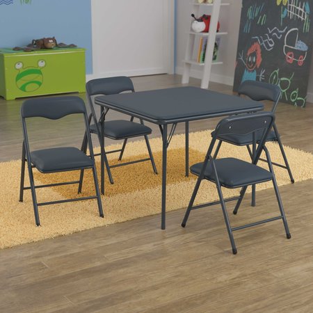 Flash Furniture Kids Navy 5 Piece Folding Table and Chair Set JB-9-KID-NV-GG